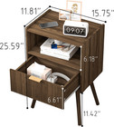 Nightstand modern Bedside Table With Storage Drawer And Open Wood Shelf  For Liv