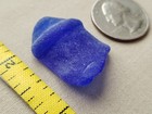Genuine Beach Sea Glass Surf Tumbled Cobalt Blue Neck Lip Frosted Pendant V03