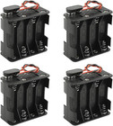 4 Pack 8 Aa Battery Holder 12v Case With I Type Wire Snap Connector Black