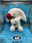 Jellycat Cream Bunny With Rose Soft Plush Stuffed Animal 12    Nwt And Dust Bag