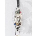 Buddha Head Silver Plated Necklace Rope Cord Adjustable Thai Amulet