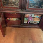 Brown Armoire China Cabinet Arched Glass Doors   With Storage Drawers A Shelves