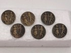 6 Antique Brass Metal Picture Button 5 8    Courting Scene