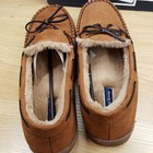 Club Room Mens Moccasin Slippers Size 12 13 Tan Slip On Plush Lined Comfort