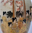 Antique Japanese Satsuma Hand Painted Porcelain Vase   Lighter Meiji Period