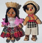 Vintage Guatemala Couple Dolls Handmade Folk Art Cloth Dolls Traditional Set