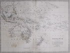 1881 Large Antique Map Oceania Polynesia Australia New Zealnd New Guinea