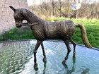 Antique Brass Middle Eastern Or Indian Ornate Horse Statue- Equine Bronze Estate