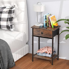 Night Stand Bedside Tables With Drawer Rustic End Table For Small Spaces 2 Tiers