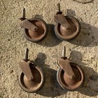 Antique Reclaimed Metal Trolley Wheels 3 Inch Set Of 4