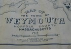 Rare Antique 1915 Rh Whiting Town Of Weymouth Massachusetts Walker Wall Map