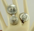 Anson 1970s Atomic Brand Swirled Dome Boxed Cufflink Tie Tack Set  New Old Stock