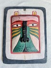 Vintage Hand Carved Wood Tribal Mask Wall Plaque Folk Art Dimensional Decor 12   
