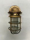 Vtg Pauluhn Lovell Brass Nautical Bulkhead Wall Light Fixture Clear Glass Globe