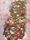 Handcrafted Fabric Squares Christmas Tree With Wood Base Primitive Style