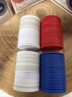 Plastic Casino Poker Chips Lot Of 400 Bicycle Interlocking Red Ivory Blue