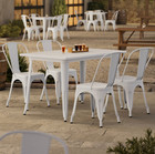 30  X 48  Rectangular Restaurant Table Standard Set With 4 Chairs White Metal