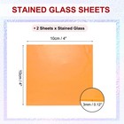2 Sheets 4 X 4 Inch Stained Glass Sheets Transparent Art Glass Orange-red