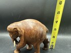 Vtg Hand Carved Wooden Brown Elephant Statue  Figurine W  Tusks Decor