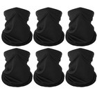 6 Pieces Summer Face Cover Scarf Mens Neck Gaiter For Men Women Black 6-pack 