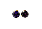 14k Solid Yellow Gold February Birthstone Round Stud Earrings 2mm-8mm Screw Back