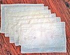6 Vtg Placemats Linen Handmade Lace Whitework Embroidery Geometric   Floral