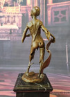Vintage Memento Mori Bronze Statue Sculpture Marble France Jb 34 Cm Rare Old 20c