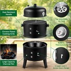 Vertical 17 Inch Charcoal Bbq Smoker  3-in-1 Portable Outdoor Grill Cooker With