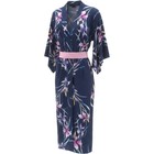 Authentic Japanese Floral Kimono Robe Navy Blue Pink Purple Women s One Size