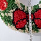 Vtg Mcm Large Completed Christmas Wreath Latch Hook Rug Wall Hanging Finished  