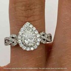 2 Ct Pear Cut Lab-created Diamond Halo Engagement Ring 14k White Gold Plated