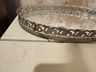 Vintage Oval Metal Filigree Vanity Tray Mirror 16  X 11  Euc 