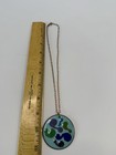 Vintage Copper Enamel Pendant Necklace Mcm Abstract Modernist Disc 11   18 