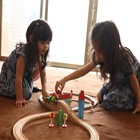 Wooden Train Set For Toddler With Double-side Train Tracks Fits Brio  Thomas  Me