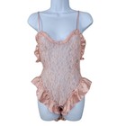 New Vintage 80s Victorias Secret Large Gold Label Pink Lace Sexy Teddy Bodysuit