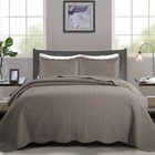 3 Piece Embossed Quilted Bedspread Reversible Queen King Size Coverlet Bed Throw