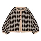 Louis Louise Gulsah Knitted Wool Blend Heart Cardigan Sweater-black beige 2