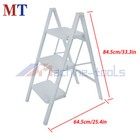 3 Step White Ladder Folding Step Stool W  Wide Anti-slip Pedal Aluminum
