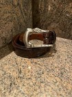 Rare  Kieselstein-cord Sterling Gator Buckle Brown Alligator Belt Size 2