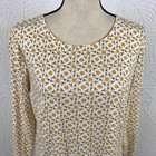Croft   Barrow Size Ll Long Sleeve Classic Tee Top Shirt Cotton Knit Floral geo