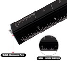 12 Inch Black Aluminum Architectural Scale Ruler Triangular Drafting Tool