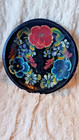 Vintage Hand Carved   Painted Mexican Folk Art Wood Floral Batea Bowl 11 25   