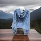 L coors Blue Denim Pullover Hoodie Men   s Hooded Pockets Logo Long Sleeve