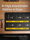 100 Pcs Cotter Pins Assortment Kit  304 Stainless Steel R Clips