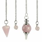 Us Natural Rose Quartz Crystal Stone Pendulum Healing Dowsing Reiki Pendant