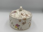 Ceramic Floral Butter Bell Crock W  Lid  Insert Plate   Base Tray  White