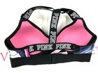 Victoria s Secret Pink Ultimate T-back Push-up Sports Bra Multi-color Swirl Nwt
