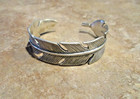 Marvelous     Vintage Navajo Sterling Silver Feather Bracelet