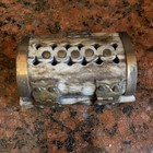 Vintage Camel Bone Hinged Brass Trinket Box 3   x 2    Purple Velvet Lined