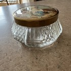 Antique Victorian Glass Vanity Trinket Powder Jar With
